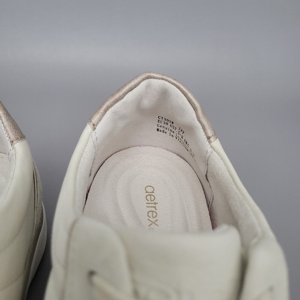 Aetrex Leather Ivy Leather Sneakers Lace Up Comfort Walking Arch Support 7.5 - Picture 9 of 12